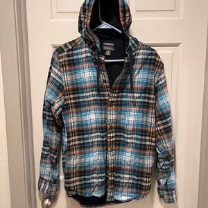 Eddie Bauer Men's Multicolor Plaid Hooded Jacket